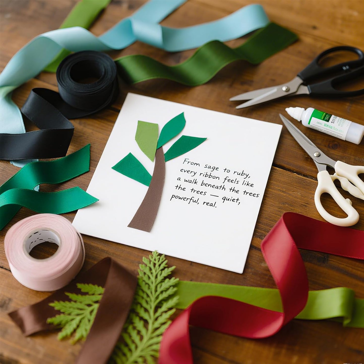 3/8 Inch Assorted Satin Ribbon Set, 50 Yards Double Faced Pack, Into The Forest 10 Colored Green Ribbon Bulk for Gift Wrapping, Crafts, Flower Bouquet, Eco Environment, Earthy Day, Forest Wedding