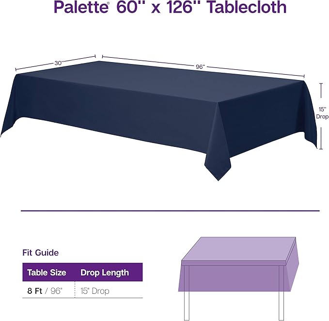 Gee Di Moda Rectangle Tablecloth - 60 x 126 Inch Caribbean Table Cloth for 8 Foot Rectangle Tables - Heavy Duty Washable Fabric - for Holiday Party, Dinner, Weddings, Baby Shower & Events