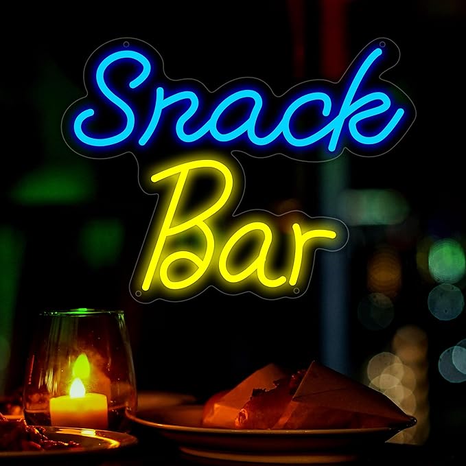 Snack Bar Neon Sign for Wall Decor, USB Powered Snack Bar Led Sign, Reusable Snack Light Up Sign for Boys and Girls, Light Up Sign for Bedroom and Livingroom