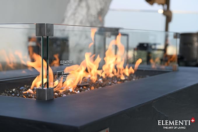 All Fire Table Pit Wind Screens and Stainless Steel Buner Lid from ELEMENTI | ELEMENTI Plus and MODENO (Wind Screens, Rectangular 40.4" × 15.2" WS - 021)