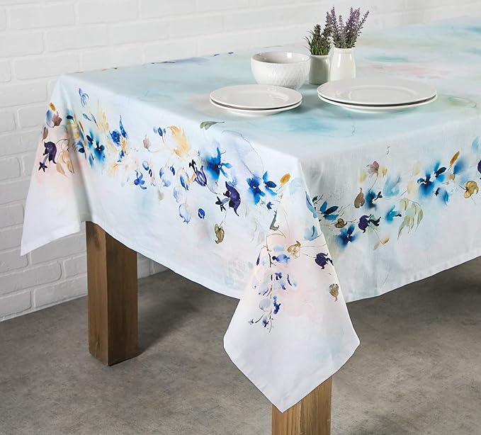 Maison d' Hermine Table Cloth Square Table 100% Cotton 54 x 54 Inches Tablecloth Reusable Decorative for Dining Room, Farmhouse, Home, Party, Festive & Wedding Spring Summer - Lazy Summer Days
