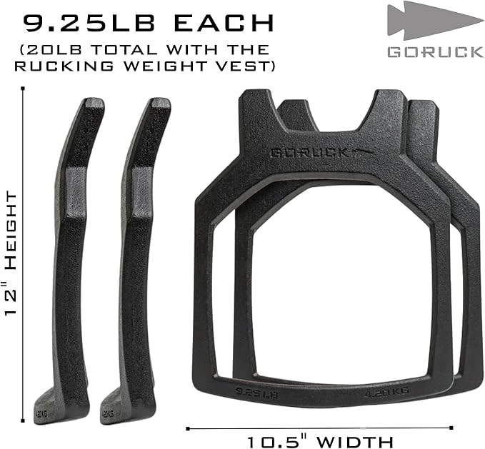 GORUCK 9.25LB and 6.25LB Curved Ruck Plate Compatible with GORUCK Rucking Weight Vests - 2 Pack