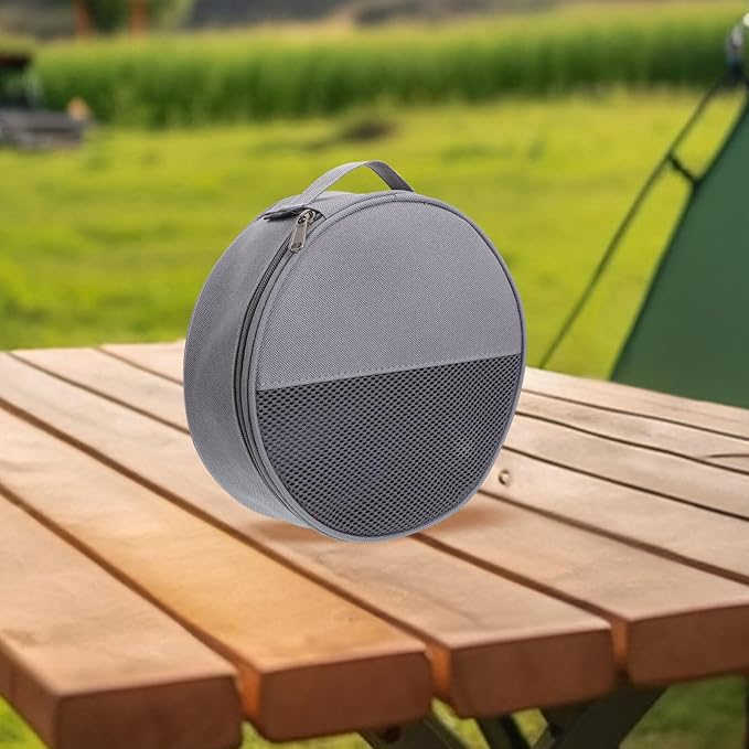 Outdoor Tableware Bag Round Mesh Camping Storage Organizer for Plates Bowls and Utensils Portable Cooking Cookware Carrying Case 8.66X8.66X2.36 Inches