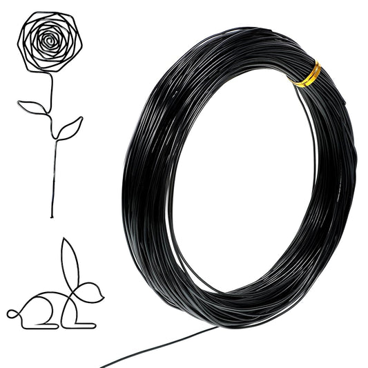 98 Feet Black Craft Wire Bendable, 1mm 18 Gauge Wire for Jewelry Making, Aluminum Sculpting Black Floral Wires for Crafts, Jewelry, Beading, Wreath Making