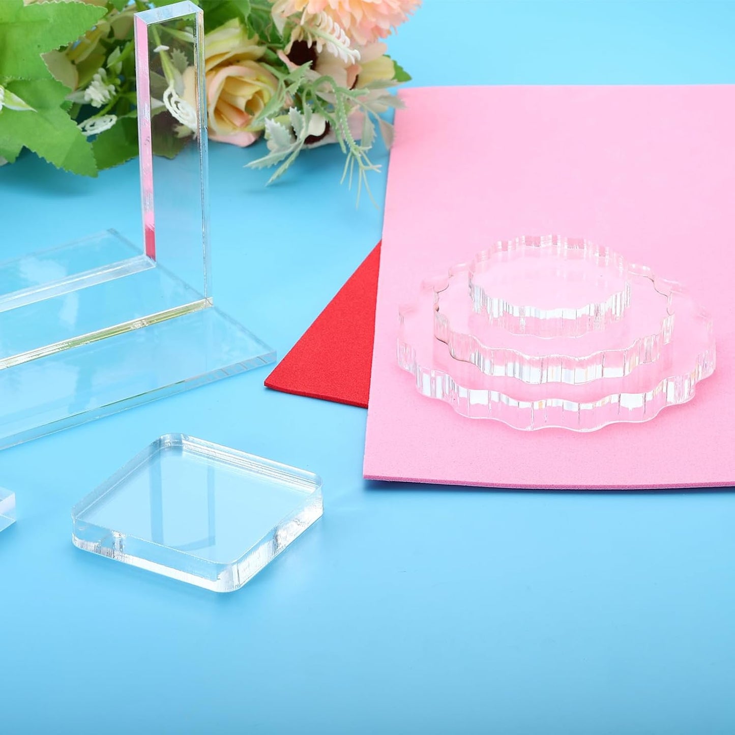 PATIKIL Acrylic Stamp Block, 1 Pack Clear Stamping Blocks with Grid Lines Decorative Mounting Blocks Set Rectangle for Scrapbooking DIY Crafts Card Making