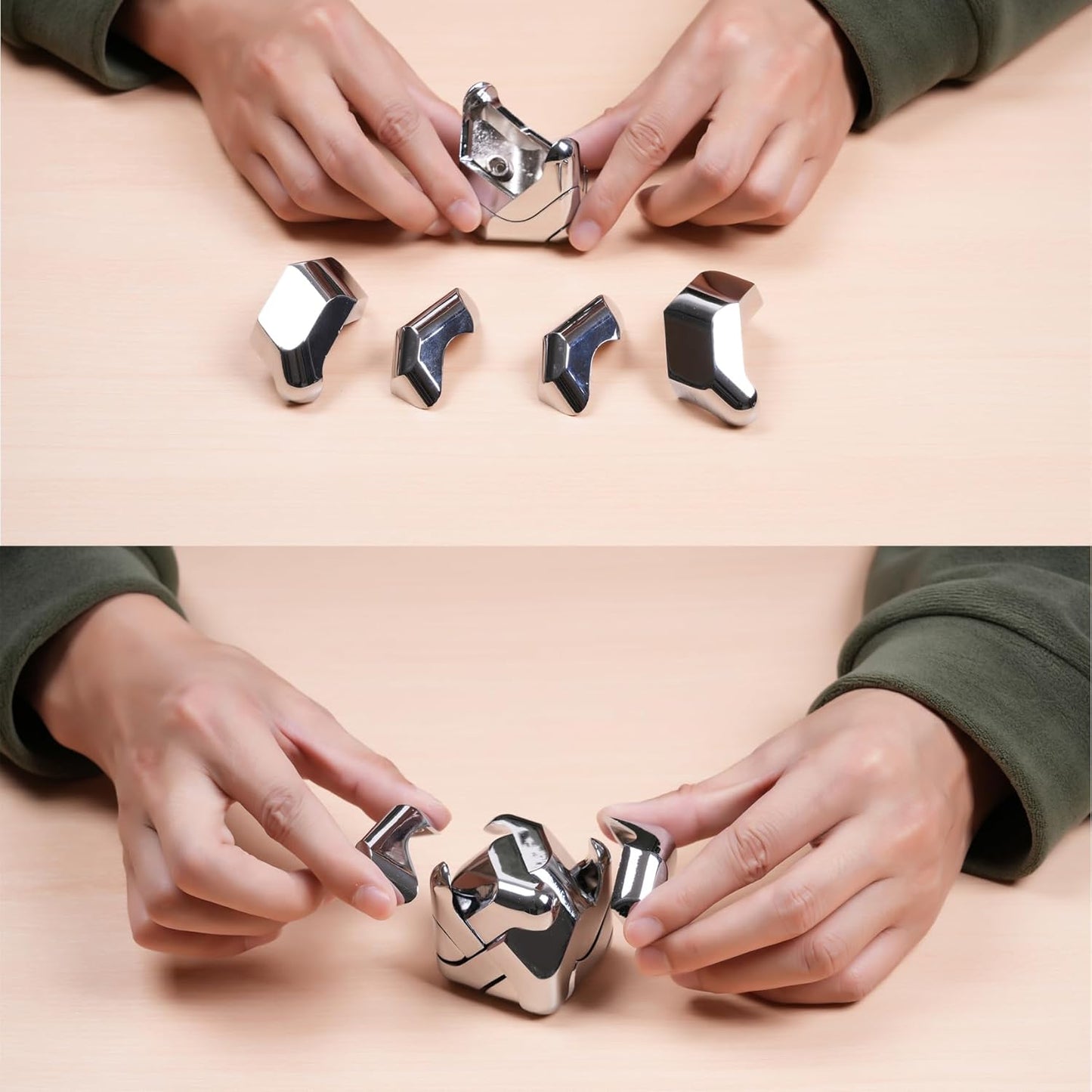 Metal-Puzzles Brain-Teaser 3D-Toys: Fidget-Toys Cool-Gadgets-Stuff Square-Cube-Box Puzzle-Toy ADHD Tools Stress Relief Gift for Kid Children Teen Adult Office Home School Christmas