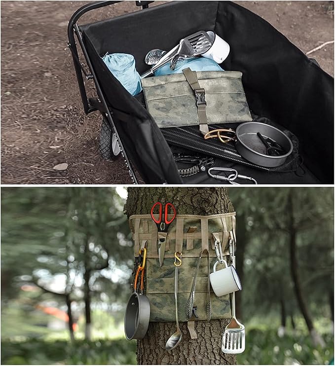 Camping Tableware Bag Travel Cooking Utensils Organizer Carry Case Picnic Roll Flatware Organizers Dinnerware Storage Portable Pouch for