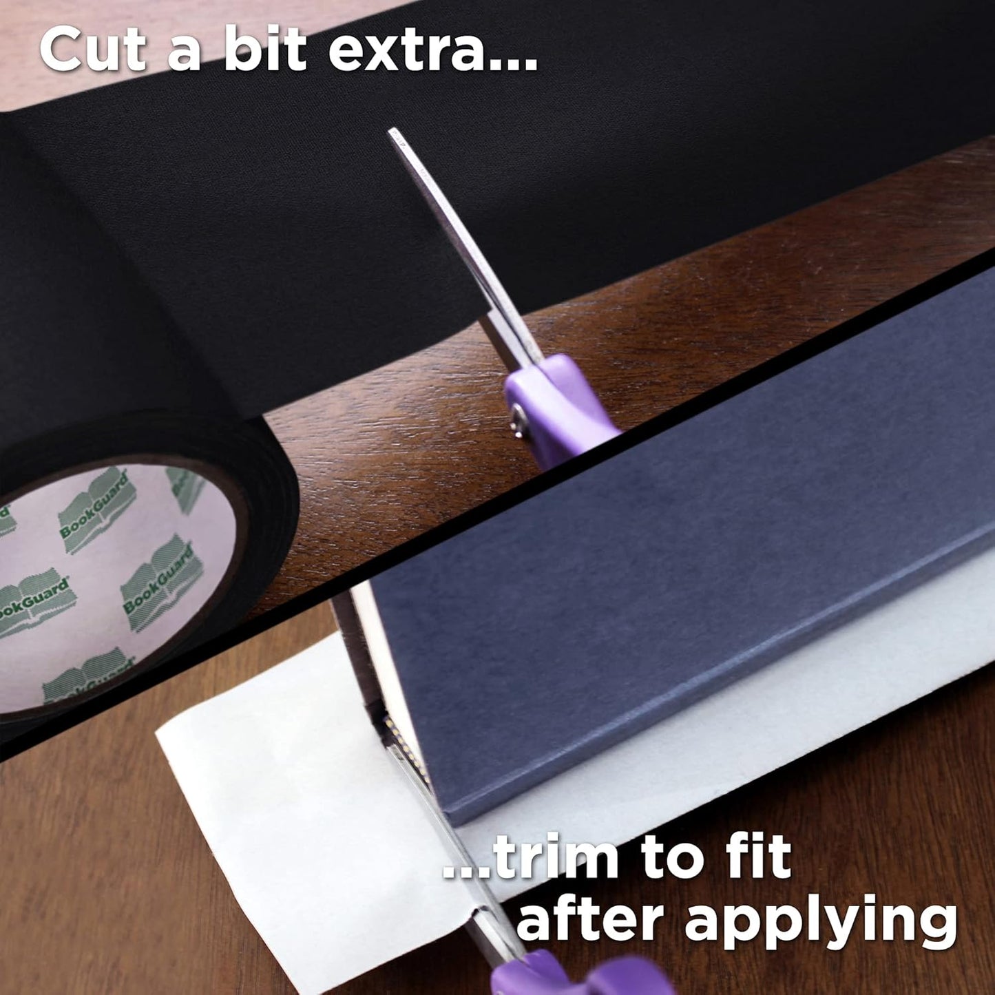 BookGuard 4 inch Premium Bookbinding Repair Cloth Tape, 15 Yard Roll, Black