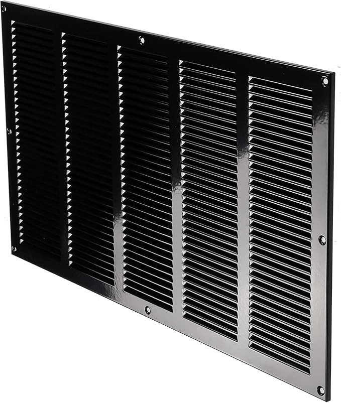 Repa Market Air Vent Cover 20x12 Inch (Outer Dimensions) Black Galvanized Steel Louvered Grill Cover with Mesh Screen/Wall or Ceiling Vent/HVAC Register for Indoor and Outdoor Ventilation