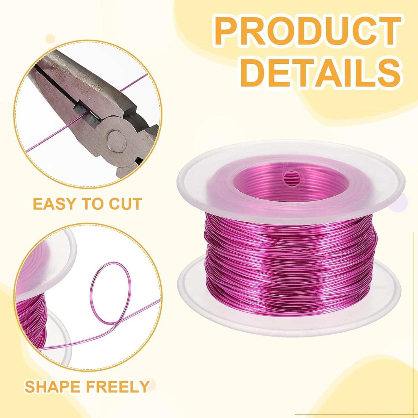 uxcell 20 Gauge / 0.8mm Anodized Aluminum Wire for Jewelry Craft Making, 102 Feet Bendable Flexible Wire for DIY Home Decor Gardening Sculpture, Rose Red
