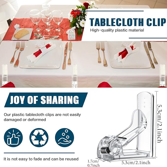 Jetec 36 Pieces Clear Tablecloth Clips Plastic Loaded Table Cover Holder Clamps Table Linen Clips for Christmas Birthday Camping Picnic Wedding Restaurant Outdoor Hosting Essentials