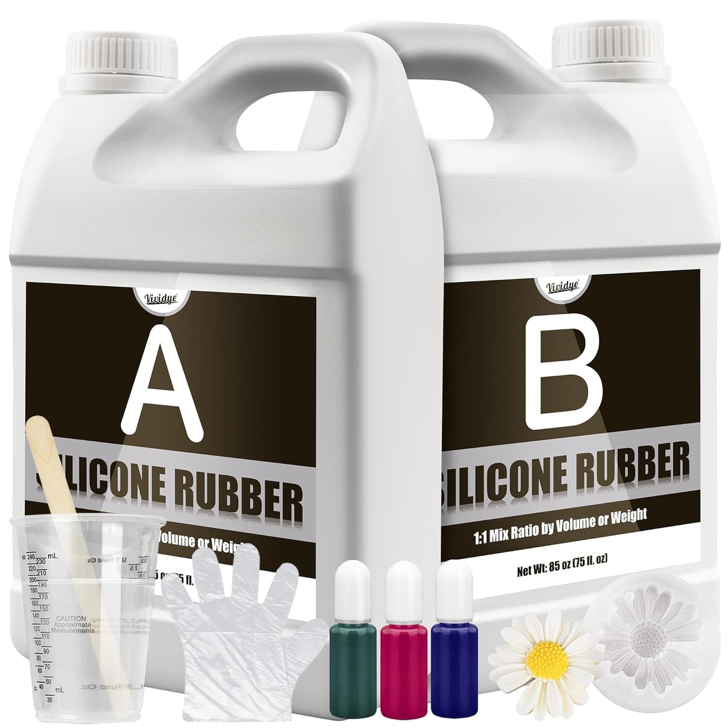 Silicone Mold Making Kit - 170oz Translucent Liquid Silicone Rubber 1:1 Mixing Ratio for Mold Making, Fast Curing DIY Molding Kit for Resin Casting, Candle Molds, Soap Molds, Craft (3 Colors)