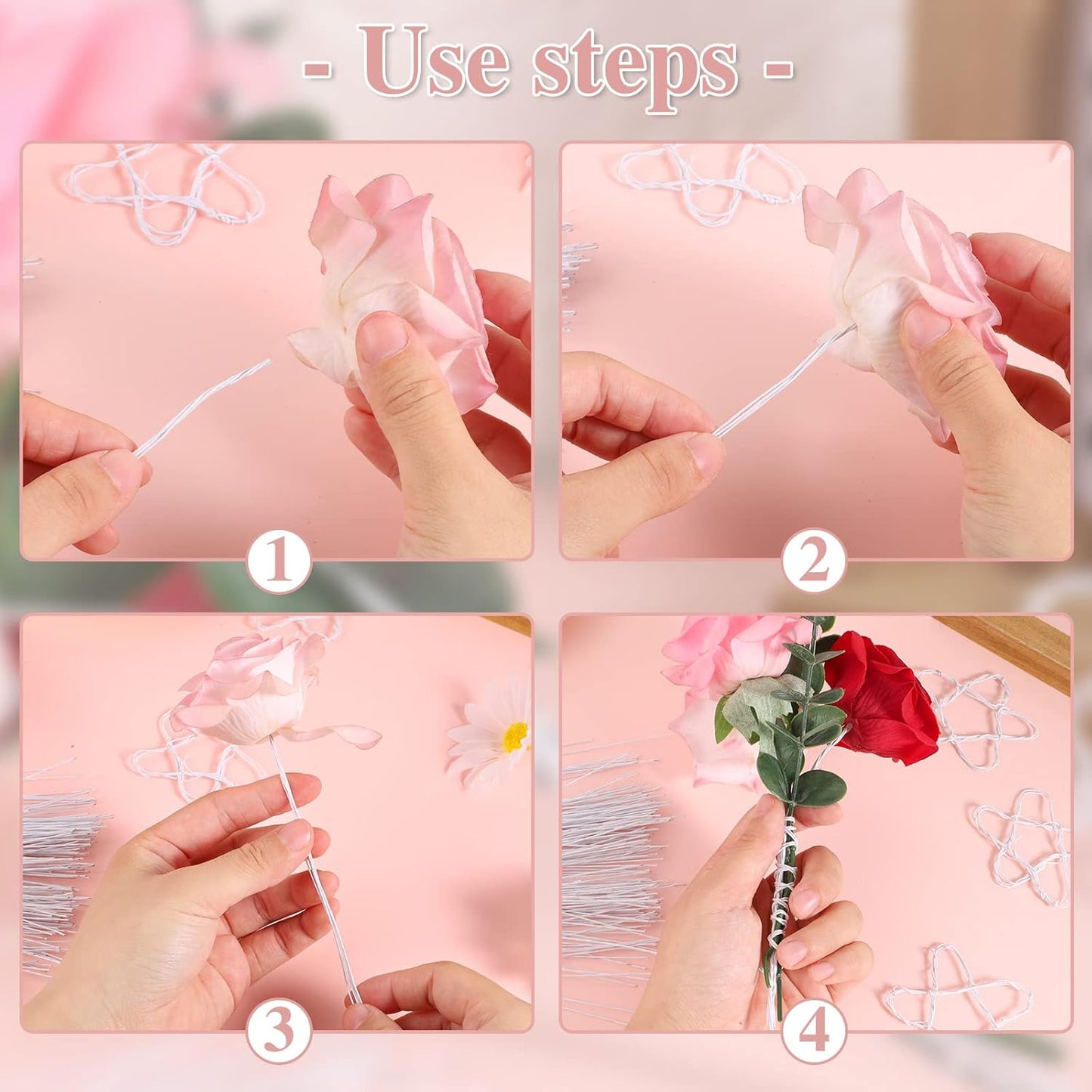 200 Pcs Floral Wire - 26 Gauge Crafts Wire for Florist - White (14 Inch)