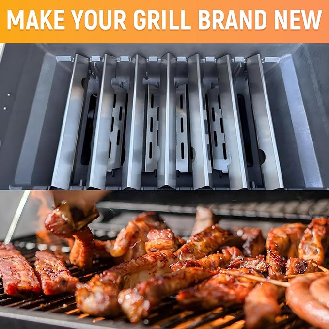 Grill Flavorizer Bars for Weber Genesis II E-410, S-410, LX E-440, S-440, Weber Genesis 2 66041, 66033, 66796, Heat Deflectors BBQ Grill Heat Plate, 17" Stainless Steel Grill Flavor Bars