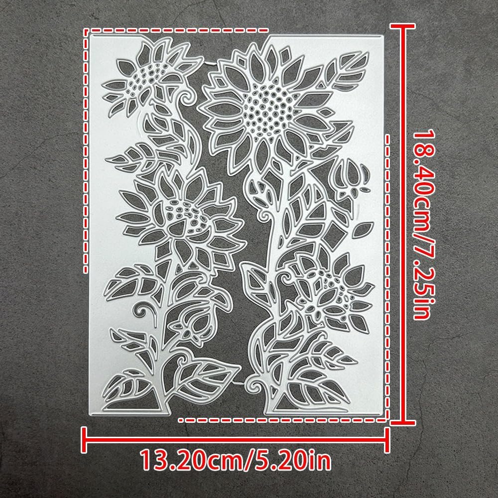 Lapoo Metal Cutting Die for Scrapbooking, 3D Backgrounds Frame New Cutting Dies DIY Album Card Making Decor Paper Craft Metal Die Cuts Party Wedding Decorations (Leaf-Turning Sunflower 7.2 x 5.2 in)