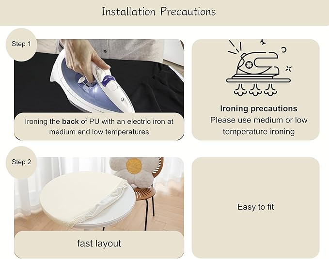 Round Fitted PU Tablecloth with High Elastic Edge 24 Inch Dia Waterproof Oil Proof Table Cloth Anti-Scald Stain-Resistant Wipeable Table Cover for Indoor Outdoor Picnic (Cream,24" Dia)
