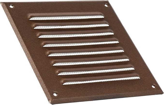 Vent Systems - 5 x 5 Inch (Inner) Pack of 10 Brown Metal Square Soffit Air Vent Grille Cover, Register Vent Deflector Louver Built-in Mesh HVAC for Bathroom Home Office Kitchen 6.5" x 6.5" (Outer)