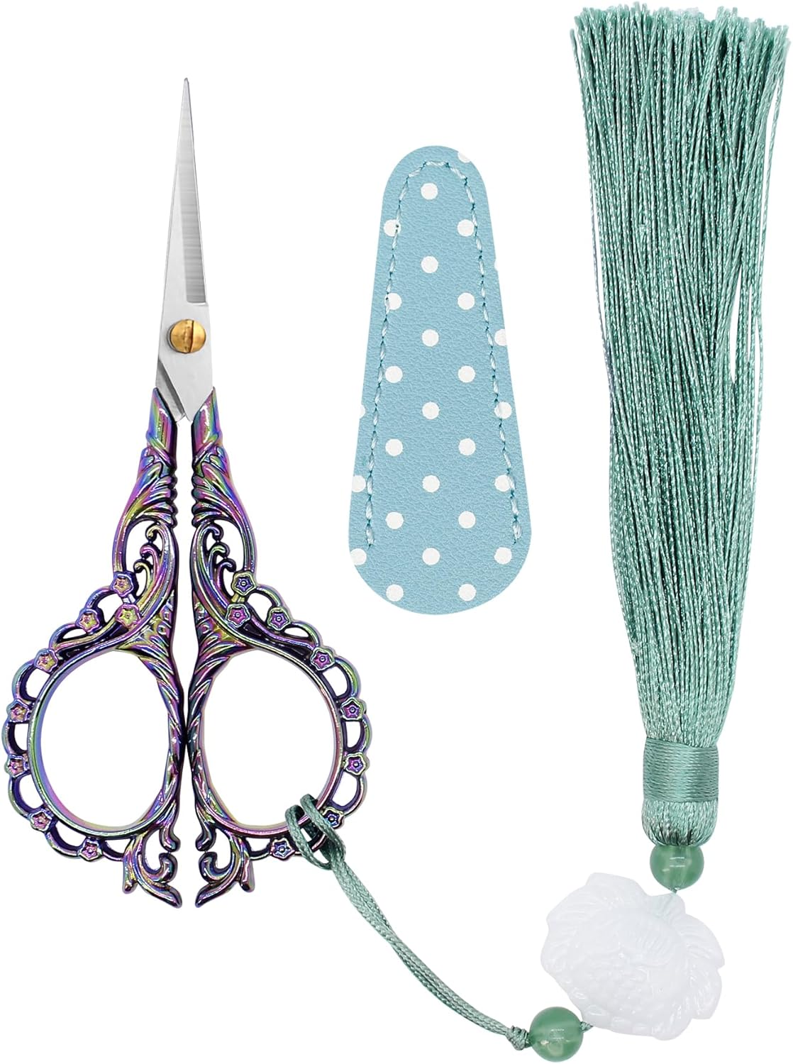 BIHRTC 4.5Inch Small Embroidery Scissors Stork Crane Scissor with Cover Tassel Bird Stainless Steel Tip Dressmaker Shears for Crafting Thread Cutting Sewing DIY Artwork Housework Cross