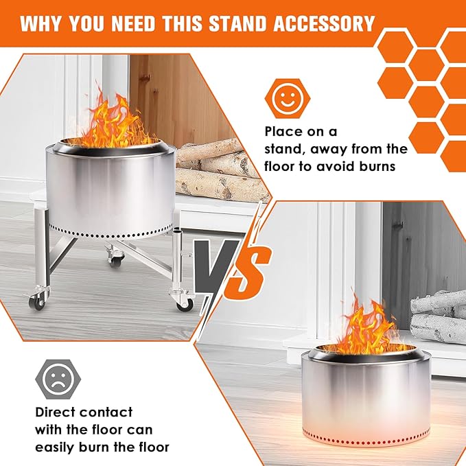 Universal Firepit Stand for 15" 17" 19.5" 22" 25" 27" FirePit, Stainless Steel Camping Fire Pit Stand for Solo Stove Ranger, Bonfire, Yukon, Outdoor Fireplace Accessory for Solo Stove & Other Fire Pit