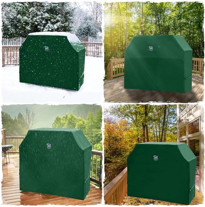 RUGGED RHINO 60 Inch Heavy Duty Grill Cover for Outdoor Grills, All Season Three Layer Waterproof UV Resistant Windproof Gas BBQ Covers, Compatible for Weber Char-Broil Pit Boss Traeger and More Green