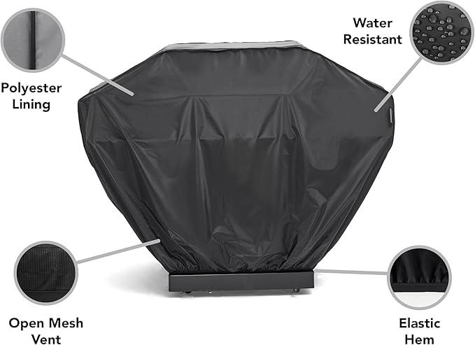 Covermates Grill Cover - Weather Resistant Outdoor Cover, Heavy Duty BBQ Covers for Large Outdoor Kitchen, Classic 12-Guage Vinyl, 66 Inch, Black