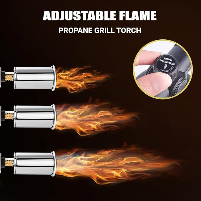 Propane Gun Torch - Powerful Grill & Cooking Blower Torch - Culinary Torch Sous Vide - Adjustable Flamethrower for BBQ, Campfire, Charcoal Wood Grills Lighter(Tank Not Included)