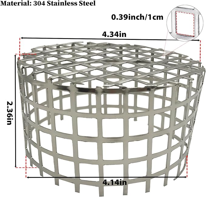 PVC Termination Mesh Vent Cover Cap, 304 Stainless Steel for 4.24" to 4.34" ID PVC Pipes – Furnace, Roof Vent, Exhaust Pipe Protector – Rustproof, Debris & Bird Guard – Conical Design for Max Airflow