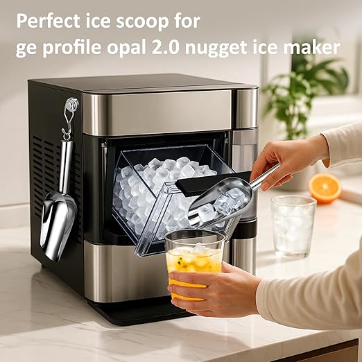 Juome Stainless Steel Ice Scoop with Magnetic Holder for Ge Profile Opal 2.0 Nugget Ice Maker, Ice Scoop for Freezer for GE Profile Opal Ice Maker Machine