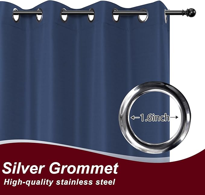 HolidayIdeas Grommet Outdoor Curtains for Patio Waterproof 8 Pcs All Weather Balcony Outside Curtains for Apartments, Gazebo, Pergolas, Porch, 54x120 Inch, Navy