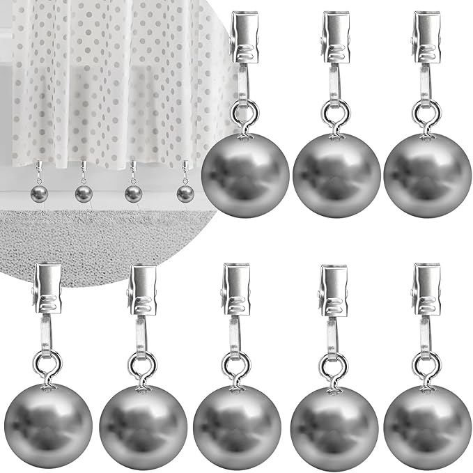 8 Pack Shower Curtain Weights, Prevent Curtain Liner from Blowing Around, Stainless Steel Shower Liner Weights Clip Down Curtain, Garden Flags Tablecloth