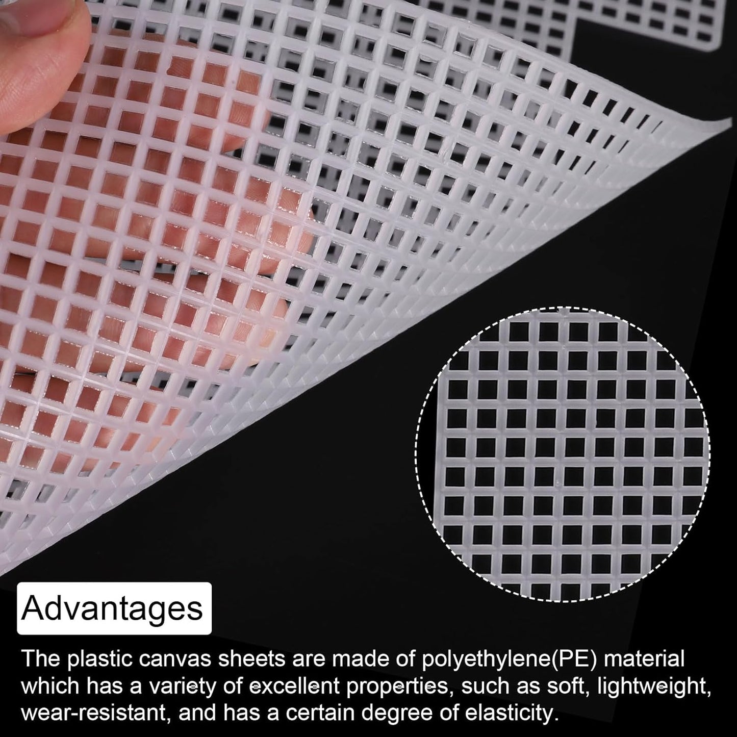 MECCANIXITY 2Set Plastic Mesh Canvas Sheet 4 Count for Crochet Bag Making Blank Canvas Semicircle for Embroidery Needlepoint, Bag, Knit Crochet Mesh, White