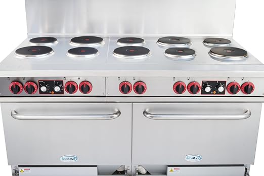 KoolMore 60 in. Commercial Electric Range with 10 Burners and 2 Standard Electric Ovens in Stainless Steel - 208V 3-Phase, CSA Listed (KM-CR60-E)
