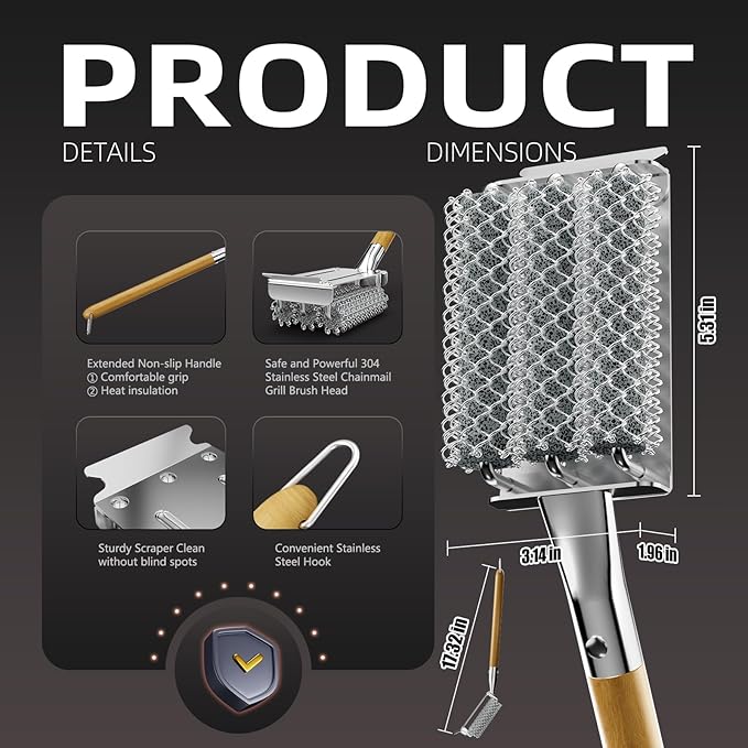 HOUSE AGAIN Grill Brush Bristle Free + Collapsible Water Bucket, Safe BBQ Outdoor Grill Accessories Cleaning Brush Scraper with Durable Dunk Tank for Great Value Bundle/Ideal for Dad