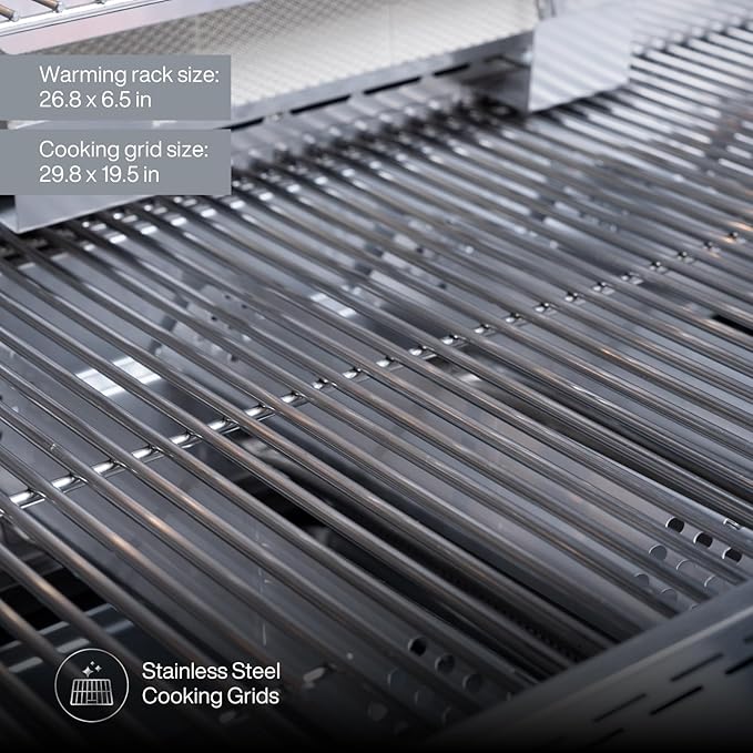 Spire Premium 5 Burner Built In Gas Grill Island Head, Stainless Steel 30 Inch Propane Grill with Rear Burner, 63,000 BTUs, 750 SQ In Racks, Dual Fuel Compatibility - 740-0788P