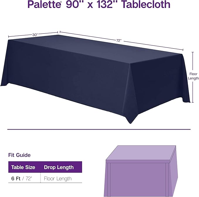 Gee Di Moda Rectangle Tablecloth - 90 x 132 Inch Red Table Cloth for 6 Foot Tables with Floor-Length Drop - Heavy Duty Washable Fabric for Holiday Party, Dinner, Weddings & Baby Shower