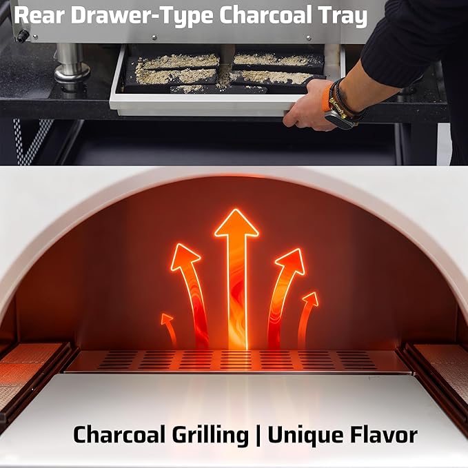 Gas Pizza Oven 16 Inch - 600°C Stainless Steel 304 Table Top Pizza Oven for Outdoor Use, Countertop Pizza Maker with Double-Layer Insulation for Backyard, Patio, Outdoor Kitchen (propane)