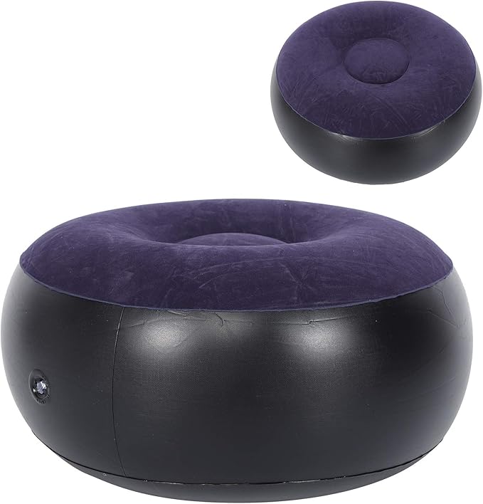 ANGGREK Inflatable Ottoman,Blow Up,Portable Outdoor Camping Chair Inflatable Flocking Stool Footrest for Home Office Travel