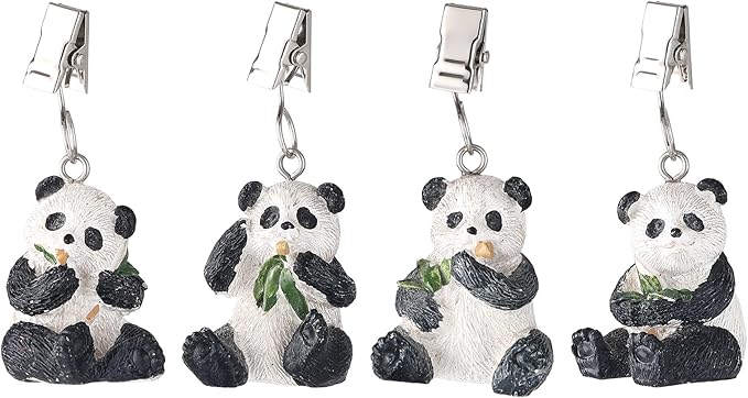 TwoFish Home Set of 4 Panda Resin Tablecloth Weights Clips Panda Handicraft Tablecloth Clamps Pack of 4