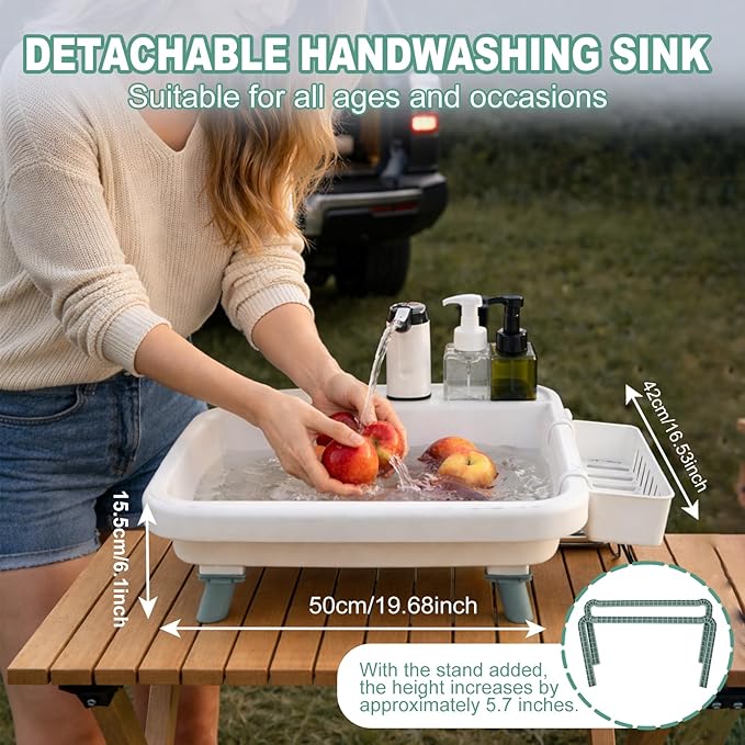 Portable Sink, Portable Hand Washing Station with Electronic Faucet, Easy Setup, Indoor and Outdoor Use, Ideal for Dishwashing, Camping Hygiene, Gardening and More