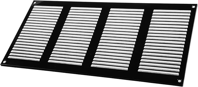 Vent Systems 16" x 8" Inch (Overall Dimensions) Pack of 2 - Black - Air Vent Cover Metal Air Return Grill with Built-in Pest Guard Screen HVAC Vent Duct Cover for Home Improvement