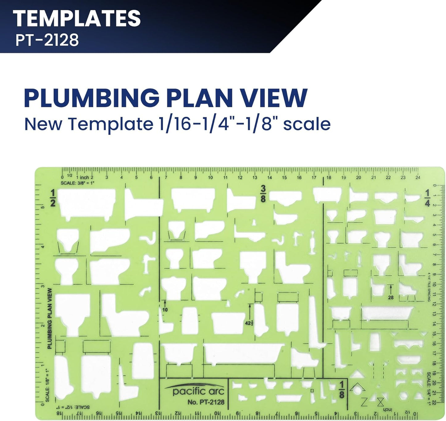 Pacific Arc, Template, Plumbing Plan View, 1/16-1/4"-1/8" Scale