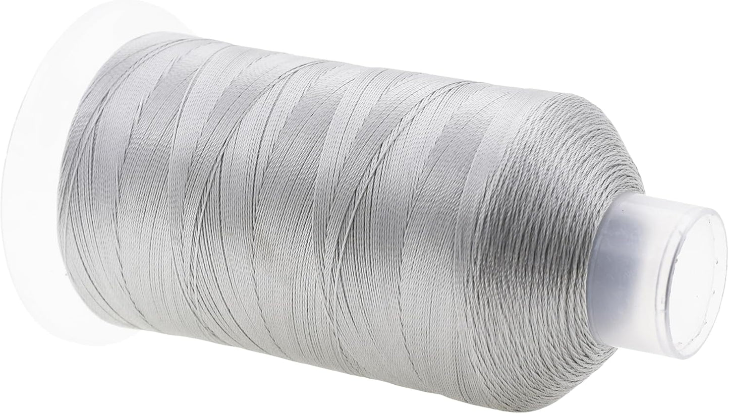 Mandala Crafts Silver Heavy Duty Thread -1500 Yds Tex 90 Thread for Sewing Drapery Jeans Leather Hair - Bonded Polyester for Outdoor Marine Upholstery