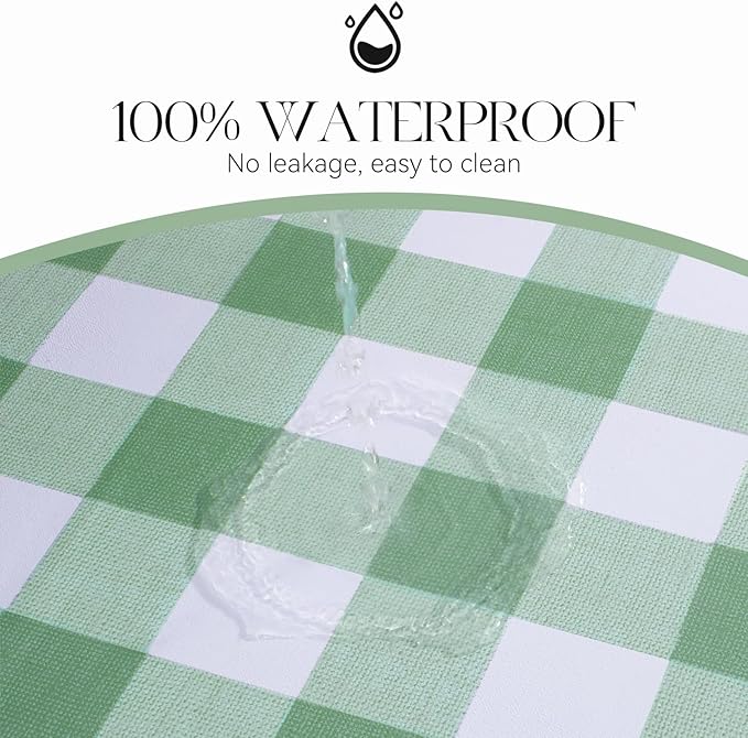 MOSAYT Rectangle Vinyl Tablecloth, 100% Waterproof Buffalo Gingham Plastic Table Cloth, Heavy Duty Wipeable Table Covers for Picnic, Outdoor, Camping - 54 x 54, Green