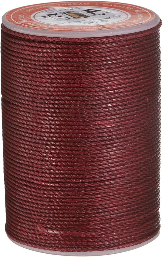 uxcell Round Leather Sewing Waxed Thread, 55m / 60 Yards Wax Polyester String, 0.8mm Waxed Stitching Cord for Leather Crafts, Bookbinding, Bracelets Braided, Burgundy