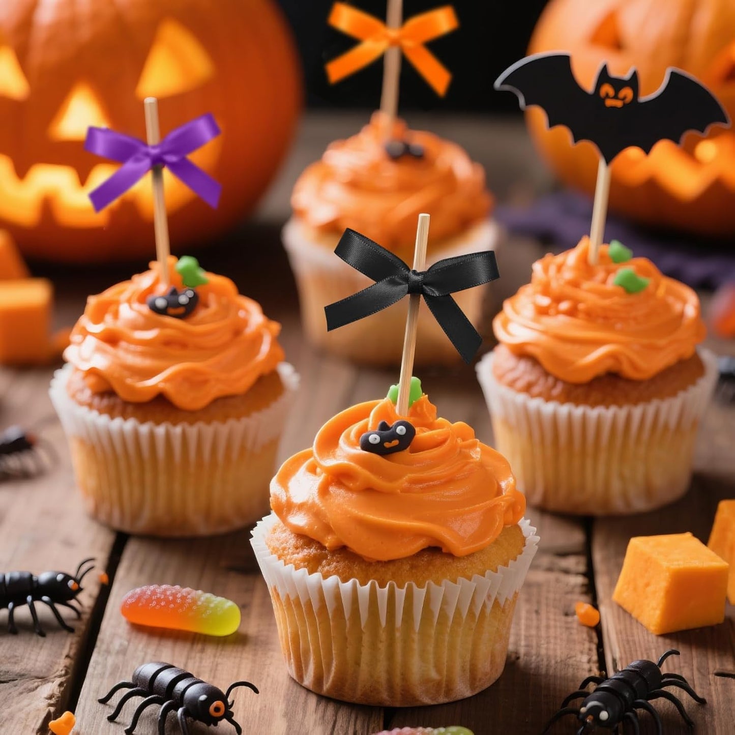 4 Rolls 200 Yards Halloween Ribbon, 3/8 Inch Polyester Satin Ribbon for Gift Wrapping, Halloween, Christmas and Birthday Party Decoration, Craft, Flower Bouquet, Sewing(Orange, Black, White, Purple)