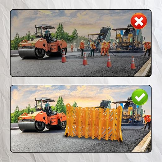 Yeeoy 13 Foot Safety Barrier, Expandable Mobile Barricade System, Commercial Foldable Barriers, Portable Traffic Barricade Fence for Construction, Traffic Control, Driveway Gate