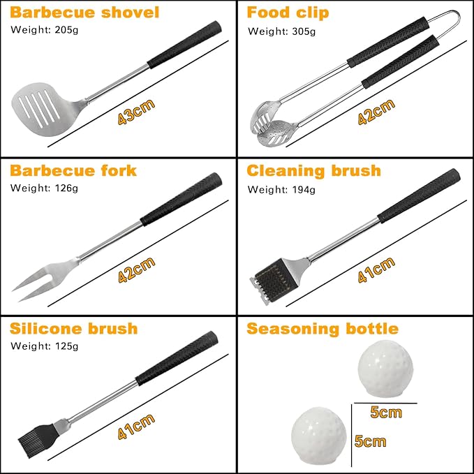 Jishi 8pcs Golf BBQ Grill Accessories Grilling Gifts for Men Golfers Stocking Stuffers for Men, Dad Gifts from Daughter Son, Funny Christmas Golf Gifts for Men Unique Barbecue Tool Set Camping Gadgets