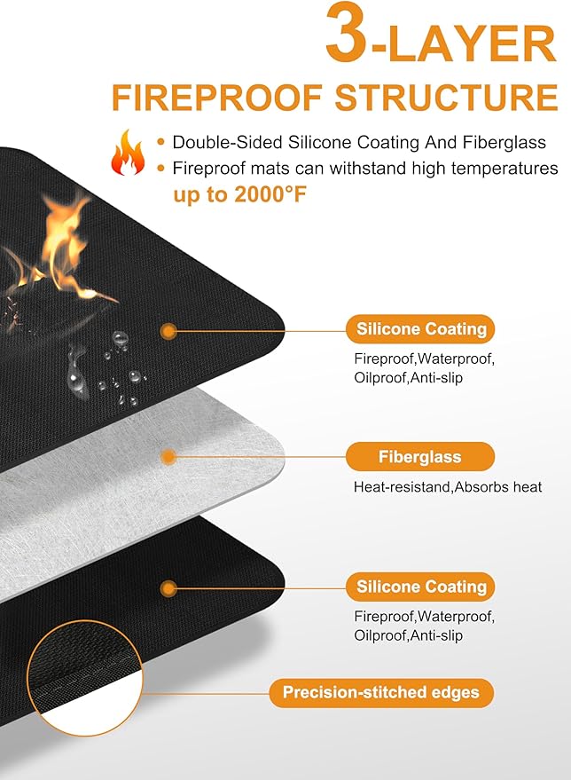 24 x18 inches Tabletop Grill Mat for Outdoor, Countertop Heat Resistant Fire Pit Mat for Solo Stove, Fireproof & Waterproof & Oil Proof