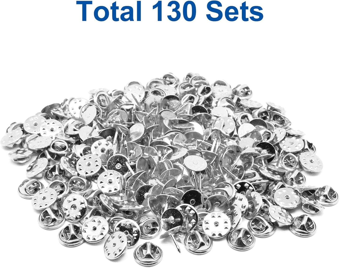 130 Set Pin Backs, Blank Pins Scatter Butterfly Clutch Pin Holder Enamel Pin Locking Backs Tie Tacks Jewelry Pin Backings Clasp for Brooch Lapel Hat Uniform Badges Tie Tack (10mm, Silver)