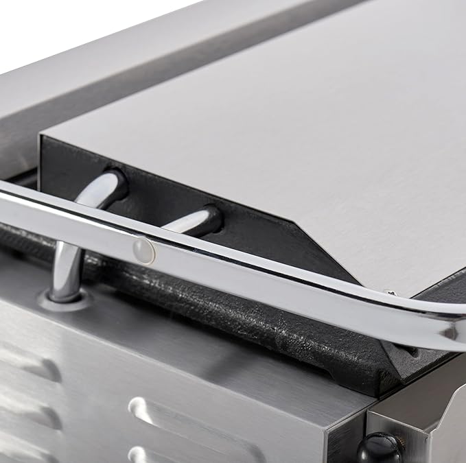 Kratos Commercial Electric Panini Sandwich Grill with Grooved Plates, 14" x 9" Cooking Surface, Commercial Countertop Panini Press, 120V, 1750W (29Y-020)